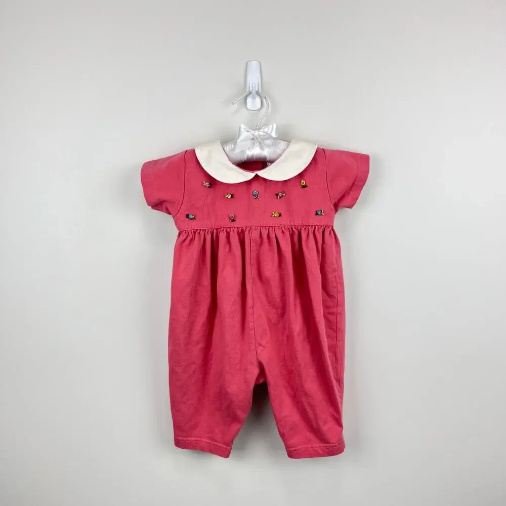 Vintage 90s Baby Gap Pink Flower Coverall 3-6 Months